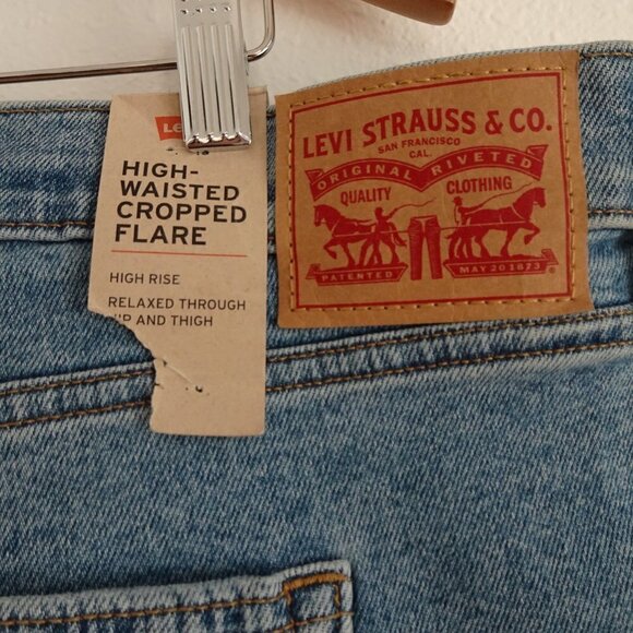 Levi's Cropped Flare Jeans Plus Size 24W Blue Denim Stretch High Waist - Picture 6 of 6
